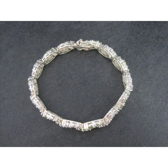 Vintage Sterling Peridot White Topaz Bracelet 7.25 Inches - Picture 9 of 9
